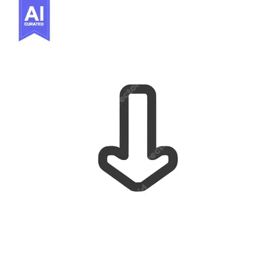 Aset premium populer: Bold Down Arrow Icon: Simple, Modern Design on White Background