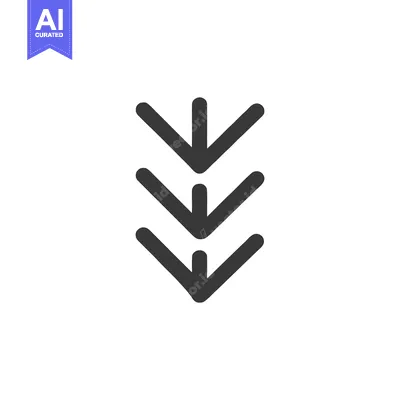 Three Stacked Downward Arrows, Minimalist Design on White Background