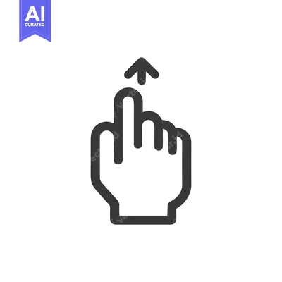 Premium design asset: Swipe Up Gesture Icon: Simple Hand with Arrow, Dark Gray Outline