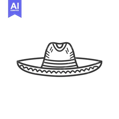 Popular premium asset: A Black and White Line Drawing of a Sombrero Hat