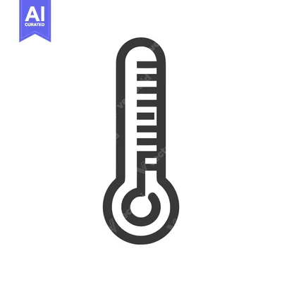 Minimalist Thermometer Icon: Medical Tool for Temperature Measurement,