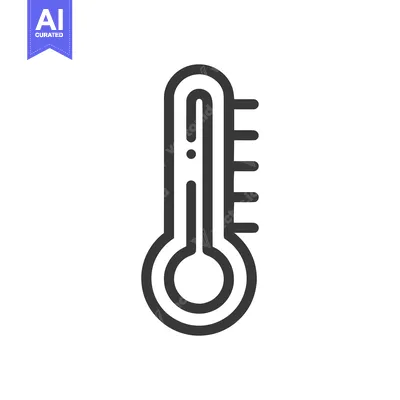 Minimalist Thermometer Icon: Bold Outline on White Background, Tempera