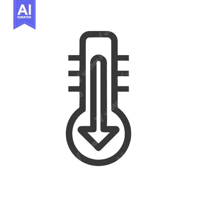 Minimalist Thermometer Icon Indicating Falling Temperature, Isolated o