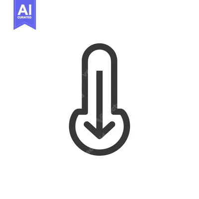 Minimalist Down Arrow Icon: Bold Outline, Simple Design, Directional S