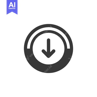 Download Icon: Arrow Pointing Down in a Circular Frame, Minimalist Des