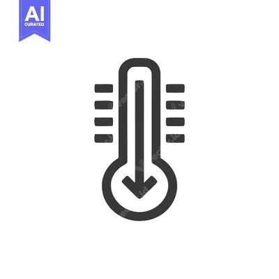 Minimalist Thermometer Icon with Arrow, Low Temperature Indication