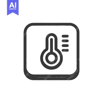 Stylized Thermometer Icon in Rounded Square Frame, Weather Concept