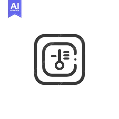 Aset desain premium: Minimalist Thermostat Icon in Rounded Square Frame, Dark Gray on White