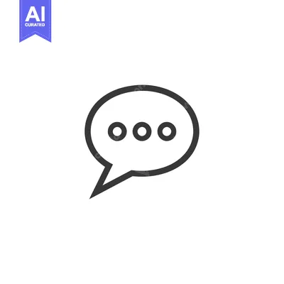 Aset desain premium: A Black and White Line Drawing of a Speech Bubble with Three Dots