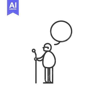 Aset desain premium: Thoughtful Elderly Person Holding a Cane