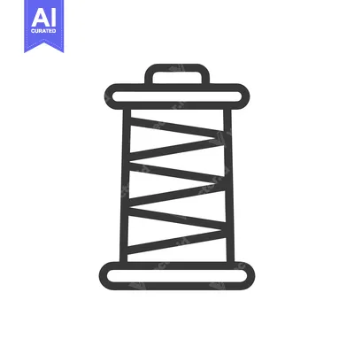 Thread Spool Icon: Minimalist Design with Zigzag Pattern, Dark Gray Ou