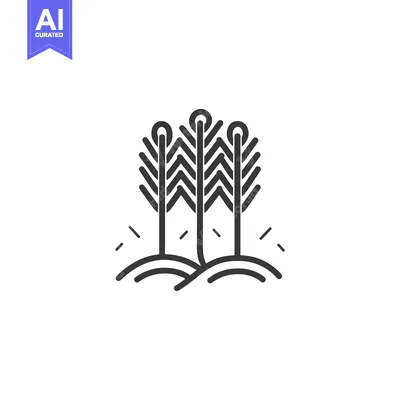Three Abstract Pine Trees in a Hilly Landscape