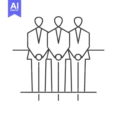 Aset desain premium: Three Abstract Stick Figures Holding Hands