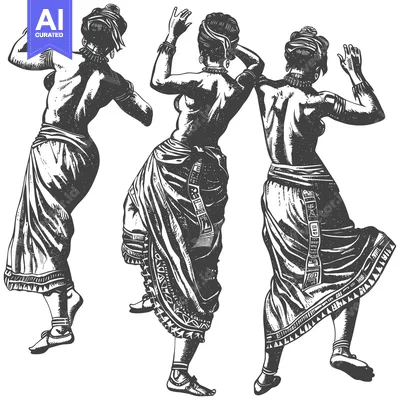 Three African Women in Traditional Garments Dancing