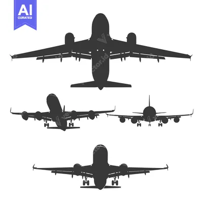 Three Airplane Silhouettes in Different Flight Positions