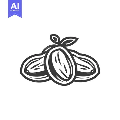 Three Almonds with a Sprout and Stem