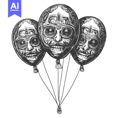 Three Balloons with Detailed Mechanical Faces