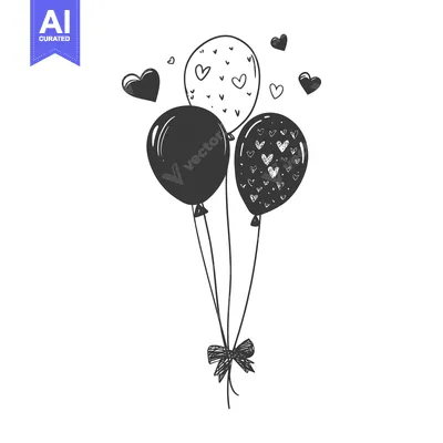 Three Balloons with Hearts and a Bow