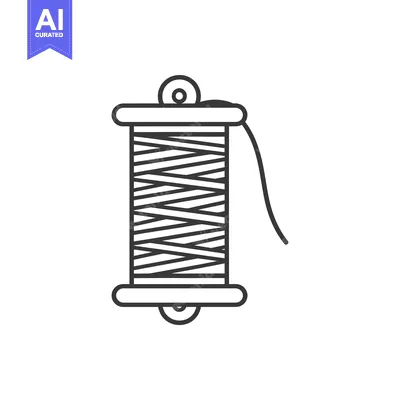 A Black and White Line Drawing of a Spool of Thread