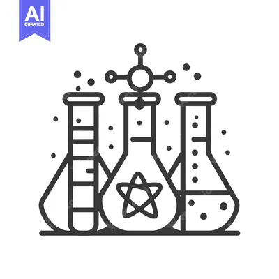 Three Beakers with a Molecular Structure Above