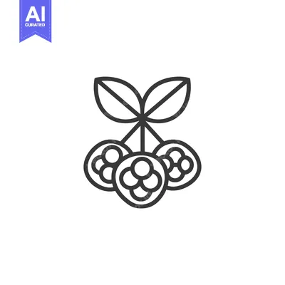 Popular premium asset: Three Berries with Leaves, Line Art Illustration