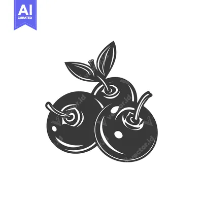 Aset premium populer: Three Black and White Blueberries with a Leaf
