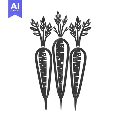 Aset premium populer: Three Black and White Carrots with Greenery