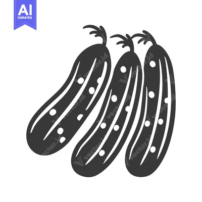 Three Black and White Cucumbers with Stems