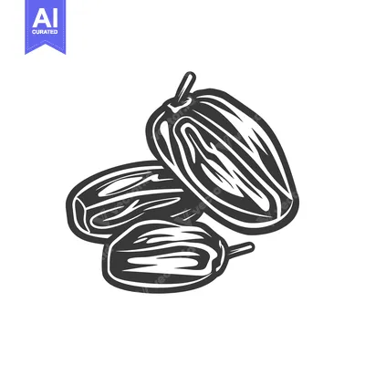 Aset premium populer: Three Black and White Dates Fruit Illustration