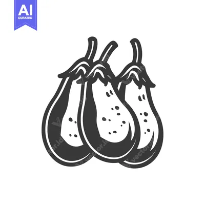 Premium design asset: Three Black and White Eggplant Illustrations