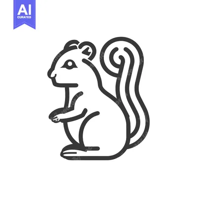 A Black and White Line Drawing of a Squirrel