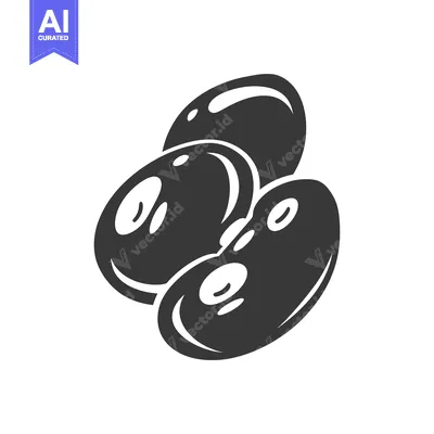 Three Black and White Olives on a White Background