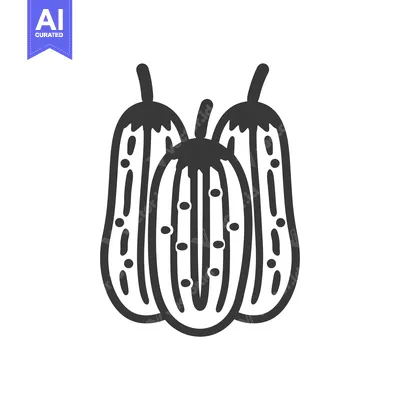 Three Black and White Outline Cucumbers