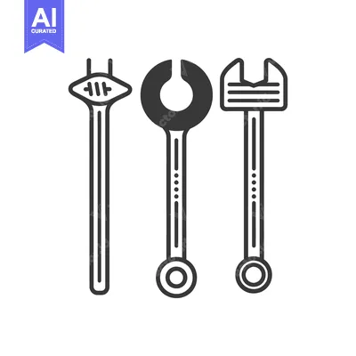 Aset premium populer: Three Black and White Wrenches on a White Background