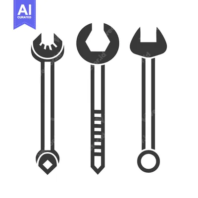 Aset premium populer: Three Black and White Wrench Icons Isolated on White Background