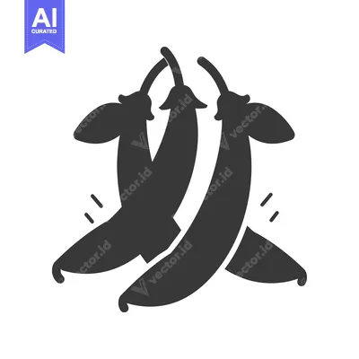 Three Black Silhouettes of String Beans