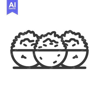 Aset premium populer: Three Bowls of Rice with a Single Outline