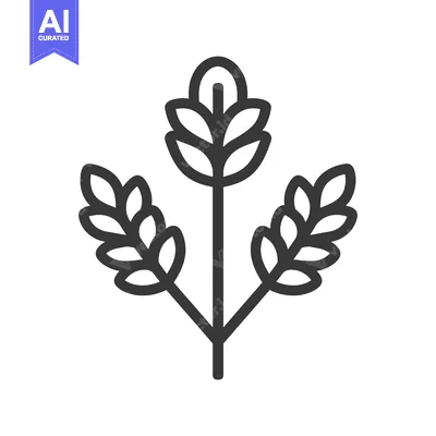 Three-Branch Plant with Flower Bud and Leaves