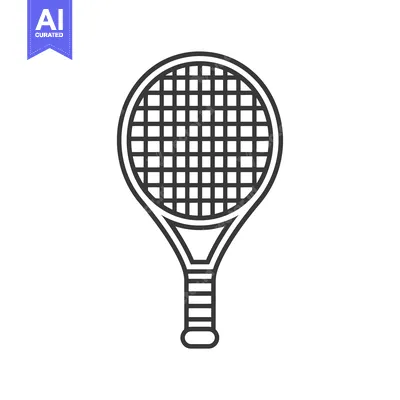 A Black and White Line Drawing of a Tennis Racquet