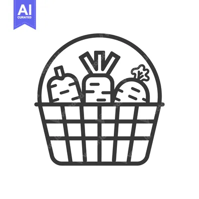 Three Carrots in a Wicker Basket with Handles