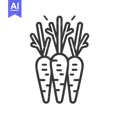 Aset premium populer: Three Carrots with Green Tops, Black Line Icon