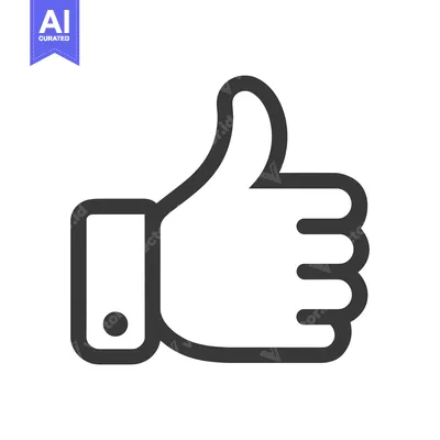 Aset desain premium: A Black and White Line Drawing of a Thumbs Up Gesture
