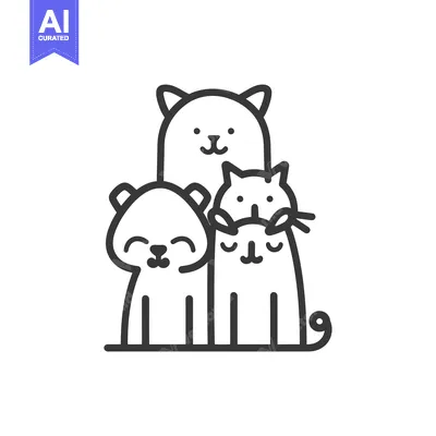 Three Cartoon Cats Standing Together