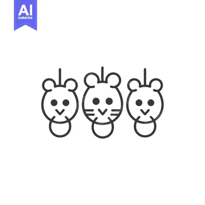 Three Cartoon Mouse Heads with Rings