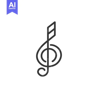 A Black and White Line Drawing of a Treble Clef