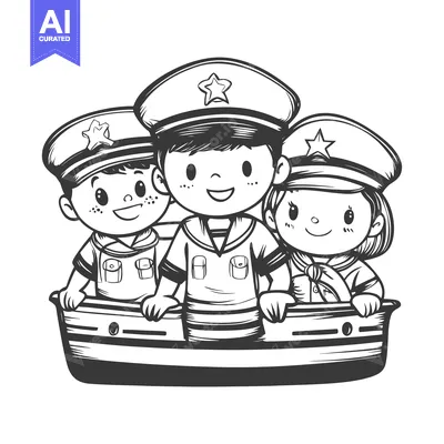Aset premium populer: Three Children Dressed as Sailors in a Boat