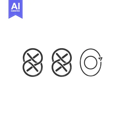 Premium design asset: Three Circular Symbols with Intersecting Lines and an Arrow