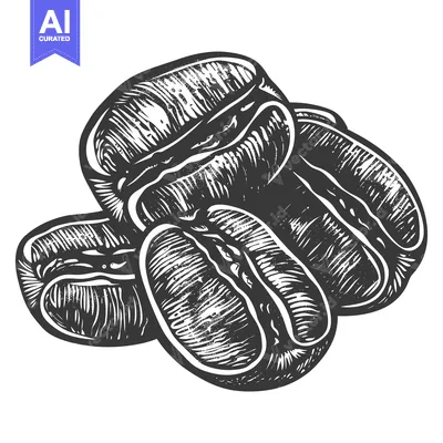 Premium design asset: Three Coffee Beans in a Hand-Drawn Illustration