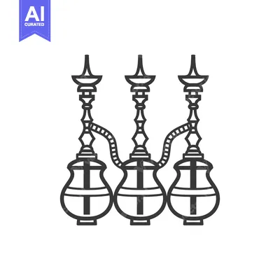 Three Connected Hookahs with Intricate Designs