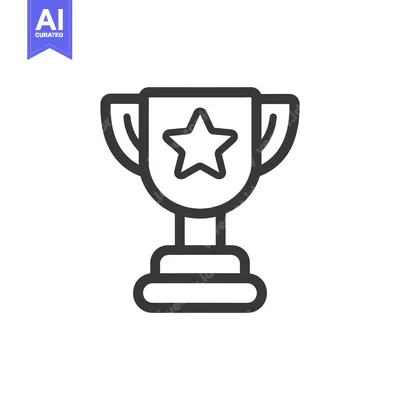 Popular premium asset: A black and white line drawing of a trophy cup with a star inside